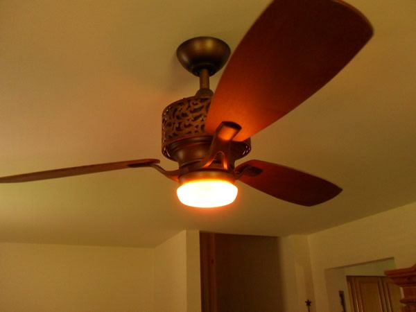 A three blade ceiling fan installed in Landenberg, PA.
